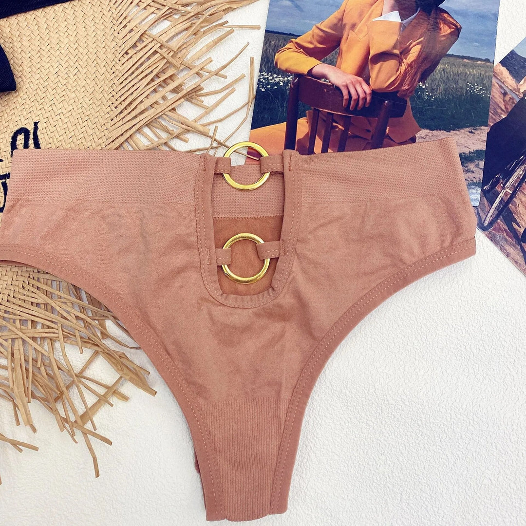 Wide-Waistband Ring-Detail Shaping Thong