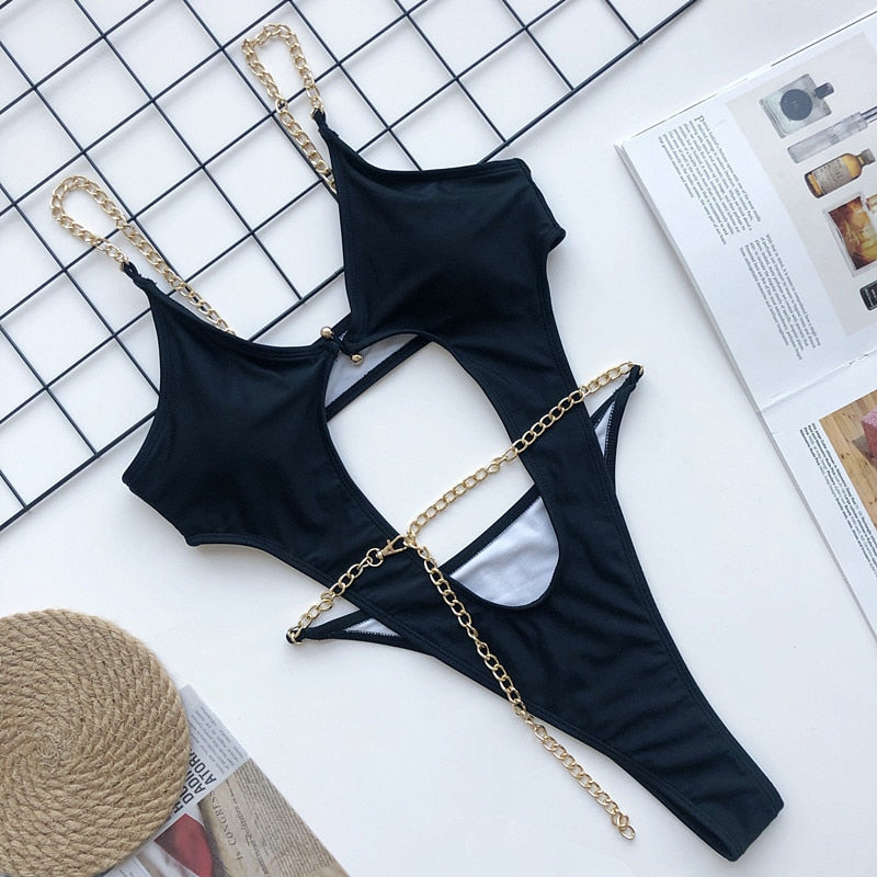 One-Piece Swimsuit Decorative Hardware