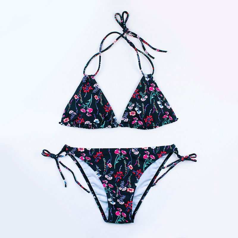 Halterneck Patterned Two-Piece Swimsuit