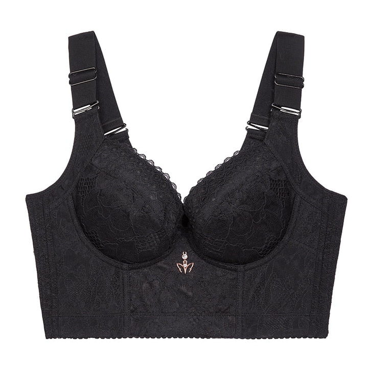 Plus Size Lace-Trim Adjustable Corset Bra