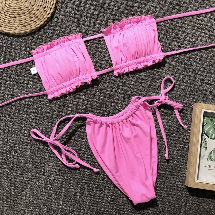 Strapless Ruffle Two-Piece Swimsuit