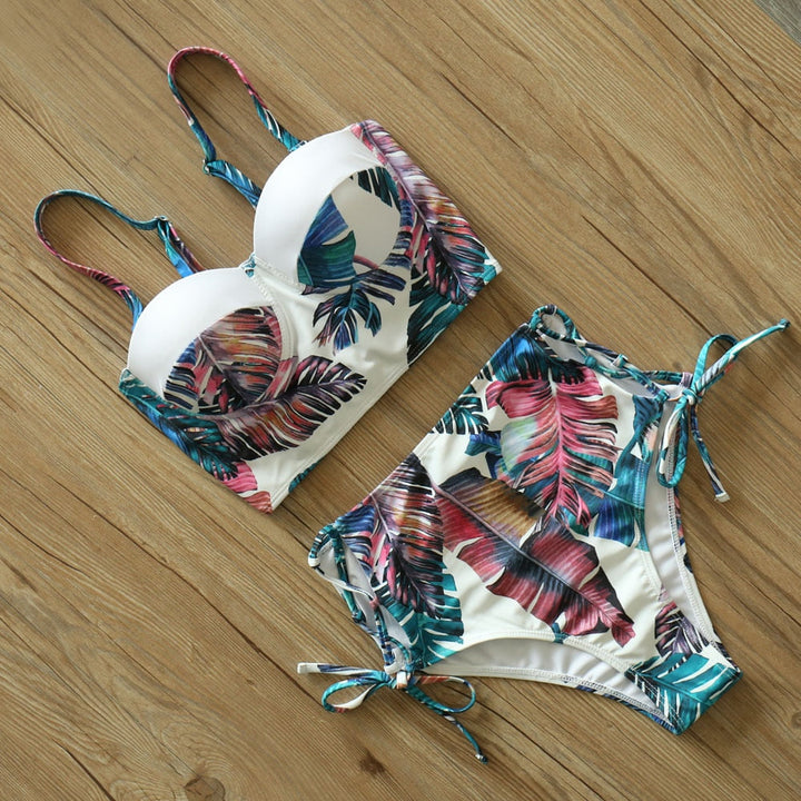 High-Waist Patterned Two-Piece Swimsuit