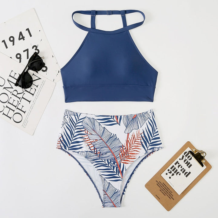 High-Waist Slim-Strap Bikini Two-Piece Swimsuit