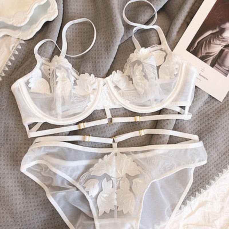 Lace Lingerie Set Decorative Straps Mesh