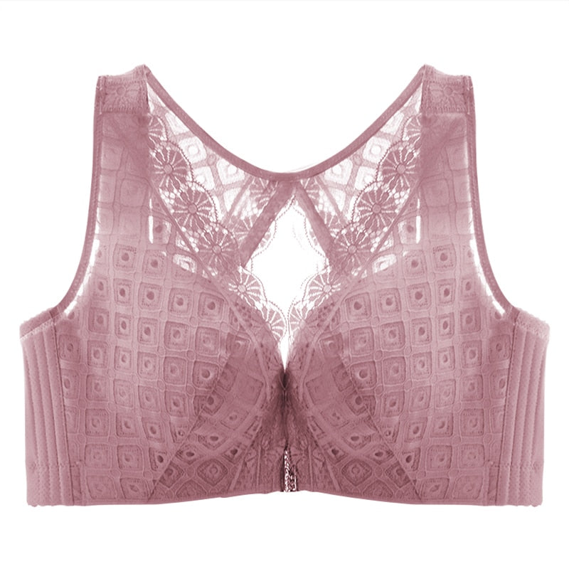 Plus Size Lace-Trim Double-Closure Bra