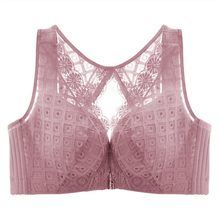 Plus Size Lace-Trim Double-Closure Bra