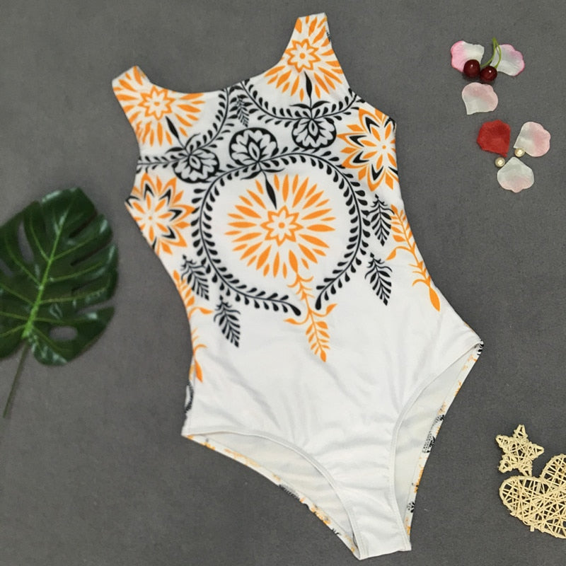 Vintage Open-Back One-Piece Swimsuit Classic Style