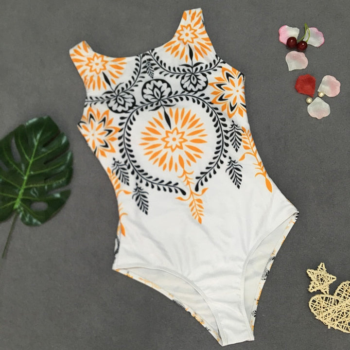Vintage Open-Back One-Piece Swimsuit Classic Style