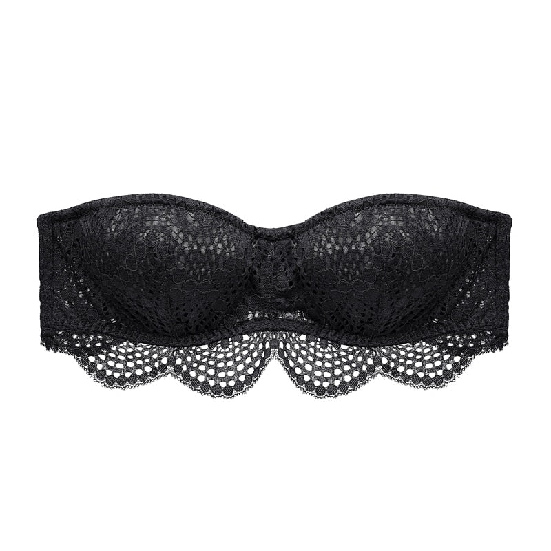 Lace-Trim Bust-Enhancing Strapless Bra