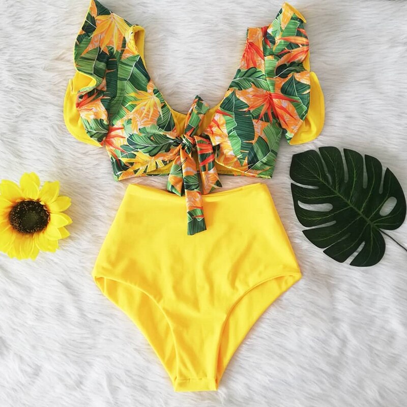 Bow-Tie High-Waist Two-Piece Swimsuit