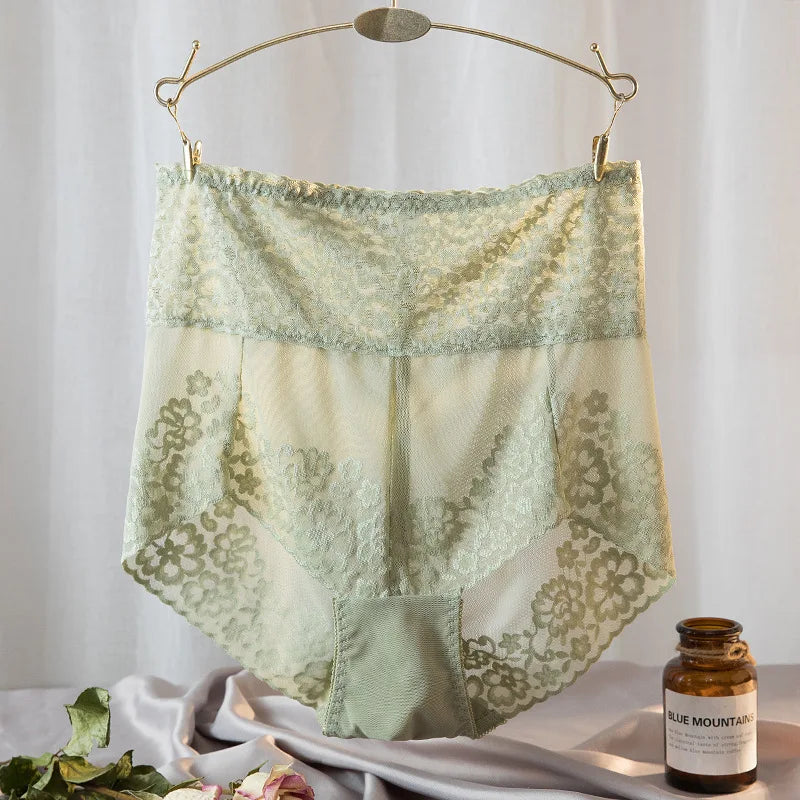 High-Waist Stretch Mesh Lace Plus-Size Panties