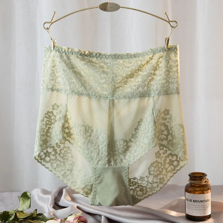 High-Waist Stretch Mesh Lace Plus-Size Panties