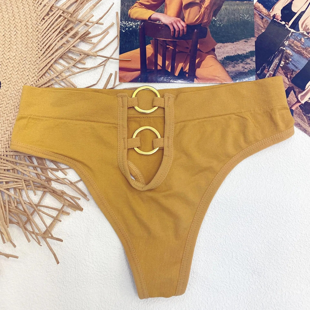 Wide-Waistband Ring-Detail Shaping Thong