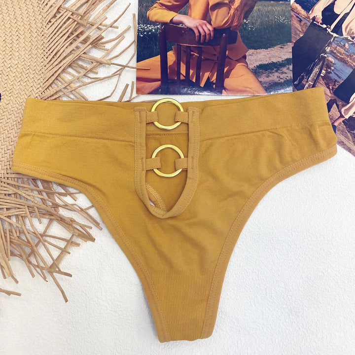 Wide-Waistband Ring-Detail Shaping Thong