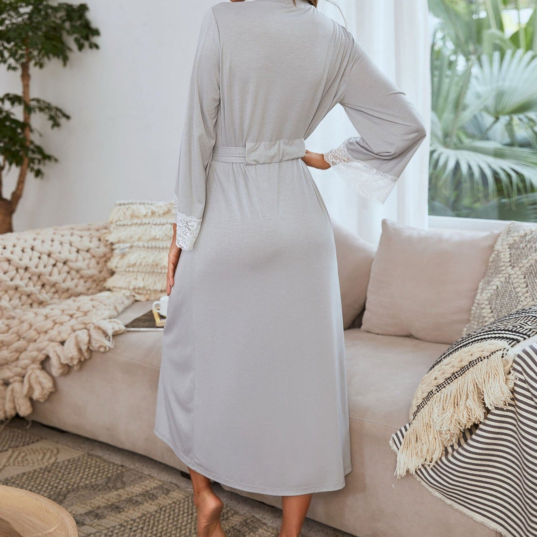 Long Lace-Trim Figure-Flattering Robe