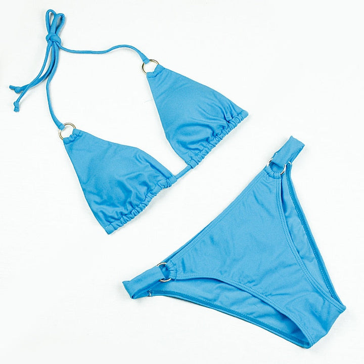 Halterneck Patterned Two-Piece Swimsuit