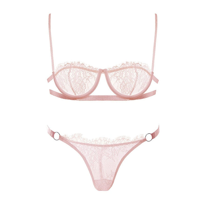 Lace Underbust Strap Bra and Panties Set