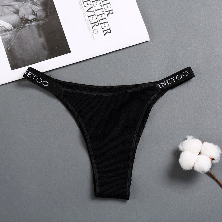 High-Waist Slim-Strap Ribbed Tanga Brief Fitted