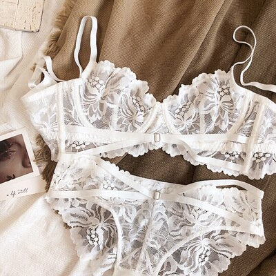 Mesh Lace Lingerie Set Adjustable Straps