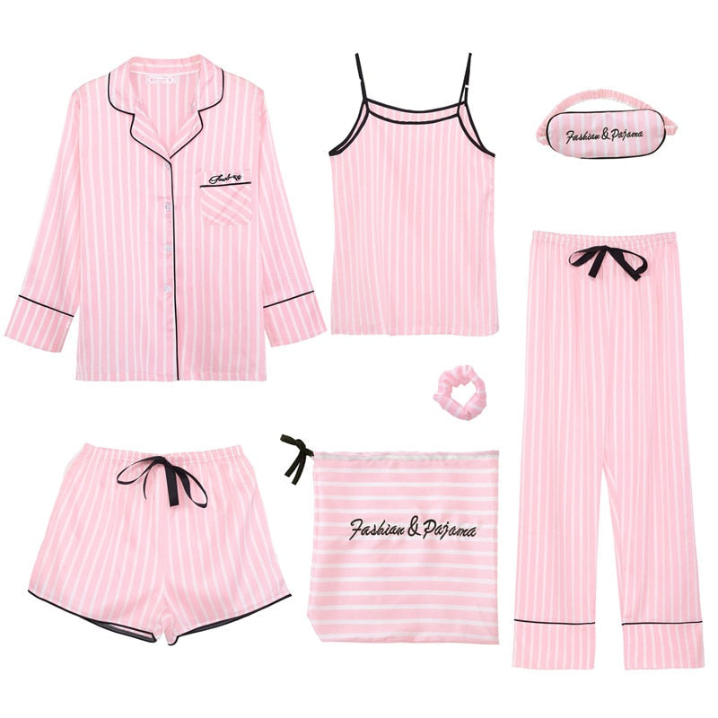 7-Piece Satin Pyjama Set