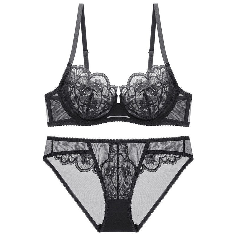 Floral Lace-Trim Adjustable Figure-Enhancing Set