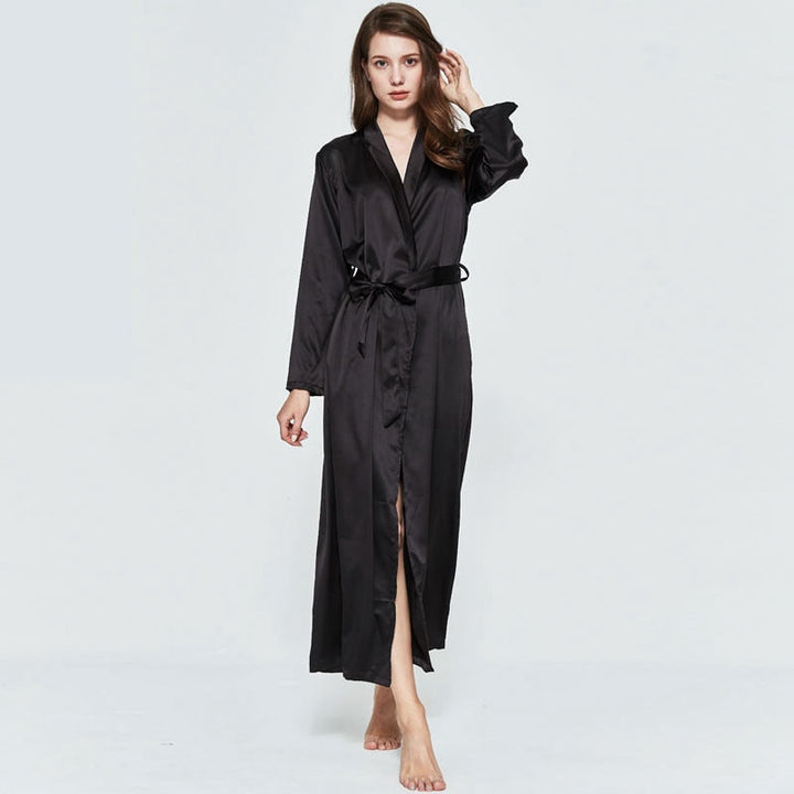Long Satin Robe Viscose Spandex Comfort Fit
