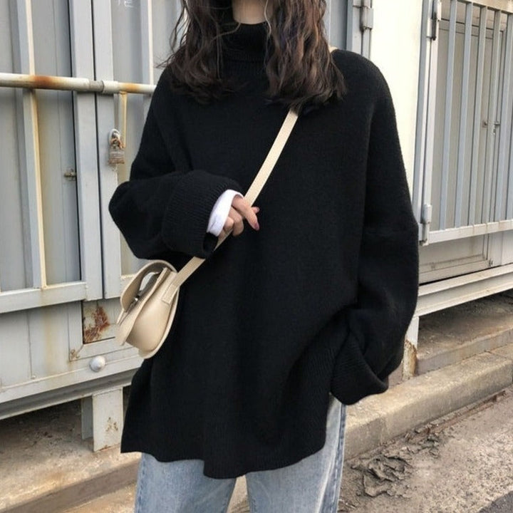 Oversized Turtleneck Knit Sweater