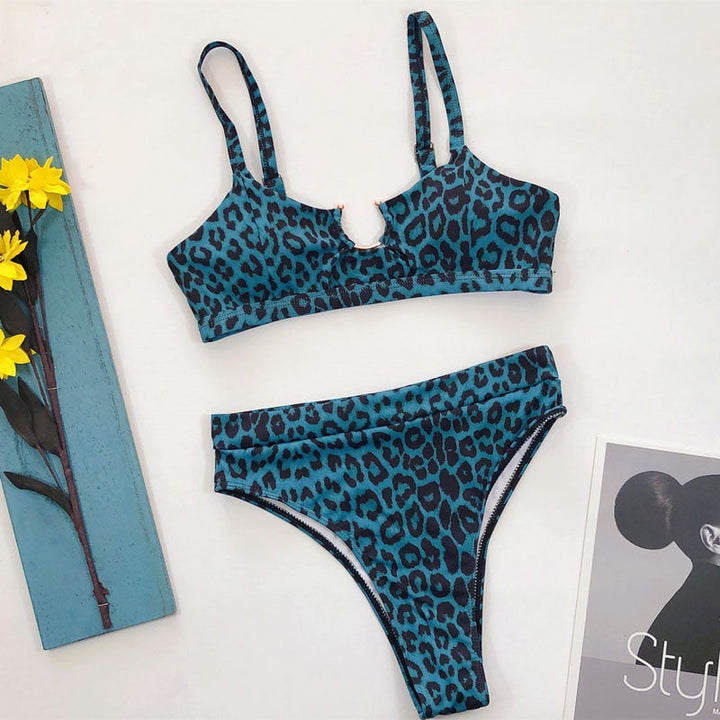 Cut-Out Multi-Pattern Two-Piece Swimsuit