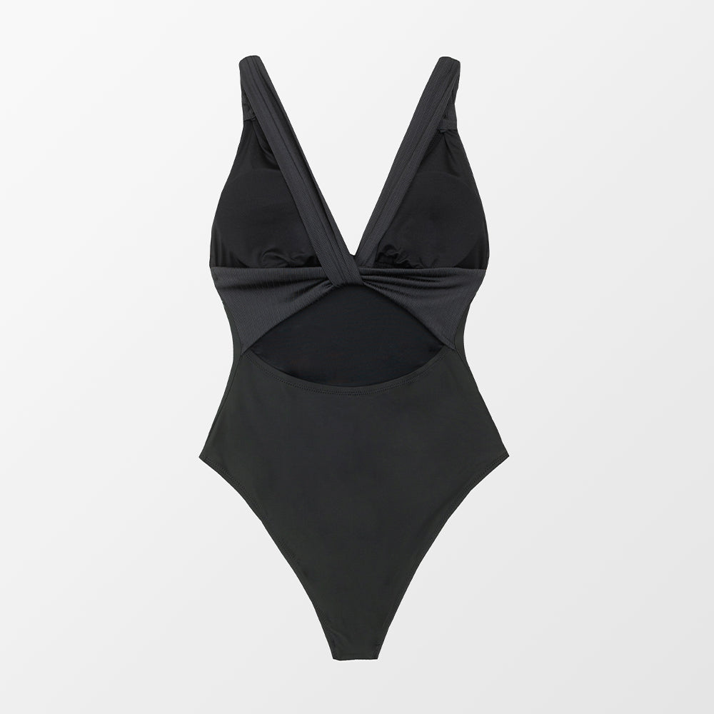 Back Cut-Out Decorative Strap One-Piece Swimsuit