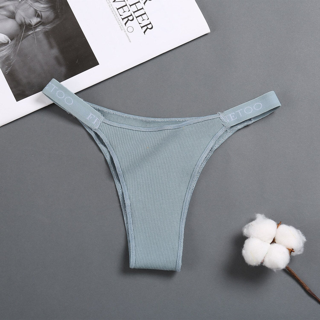 High-Waist Slim-Strap Ribbed Tanga Brief Fitted