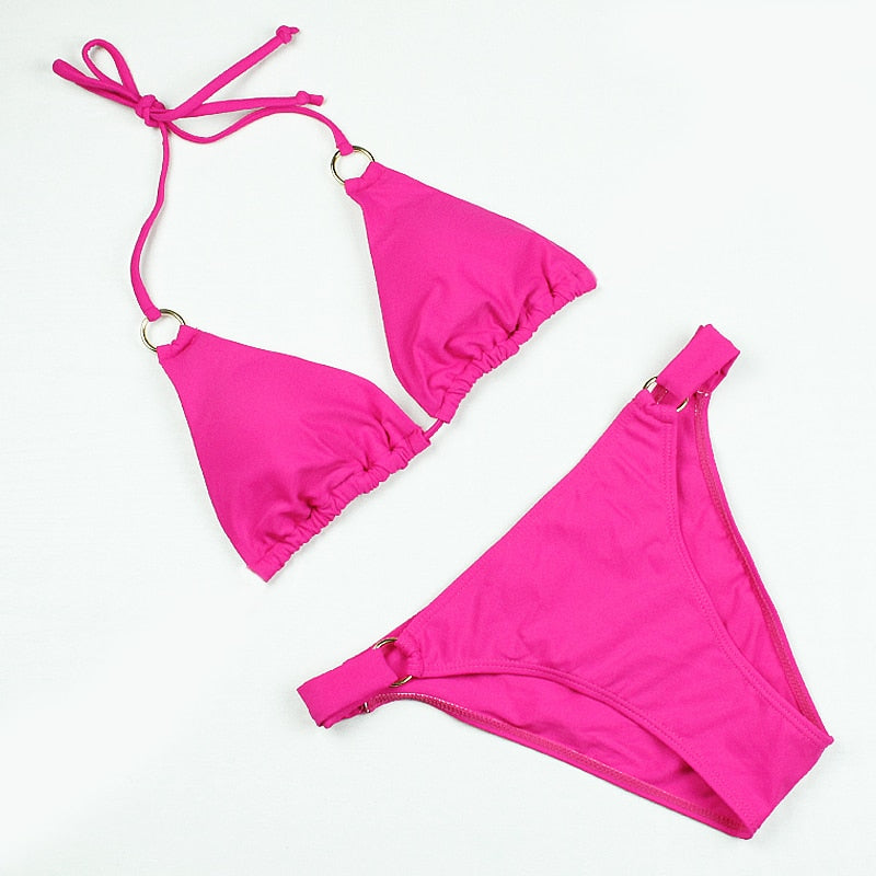 Halterneck Patterned Two-Piece Swimsuit