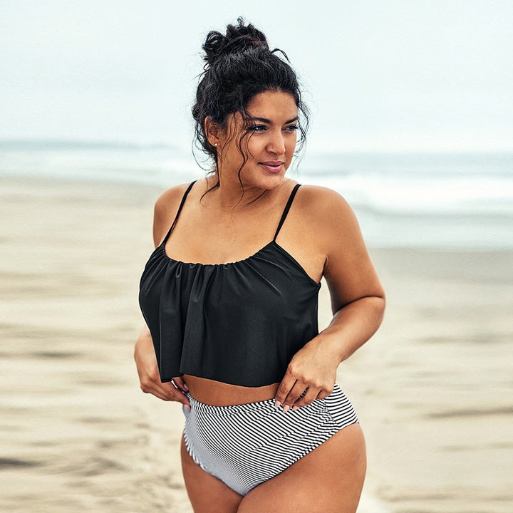 Plus Size High-Waist Adjustable Two-Piece Swimsuit