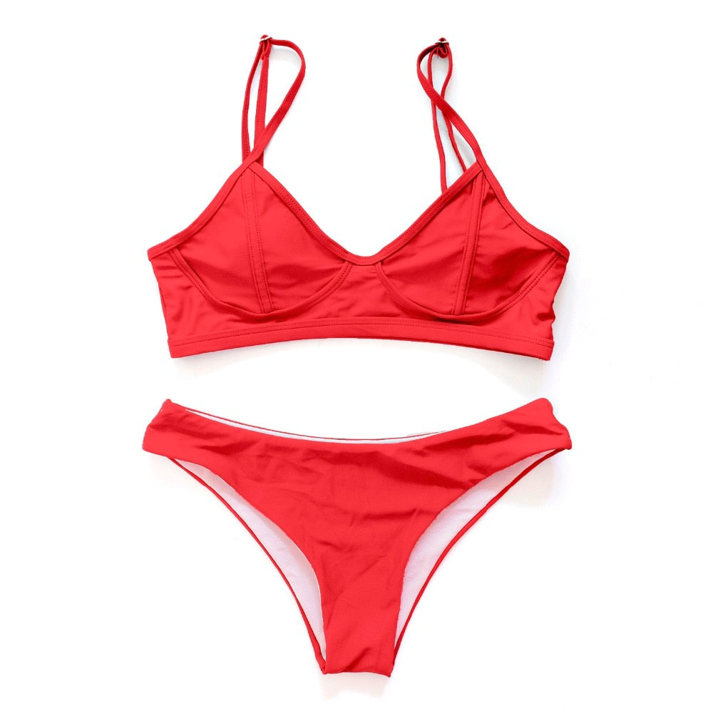 Padded-Cup Low-Rise Brazilian Two-Piece Swimsuit