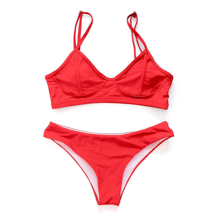 Padded-Cup Low-Rise Brazilian Two-Piece Swimsuit