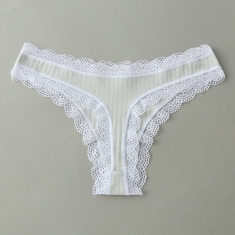 Cotton Lace Thong 3-Pack Low Rise Breathable