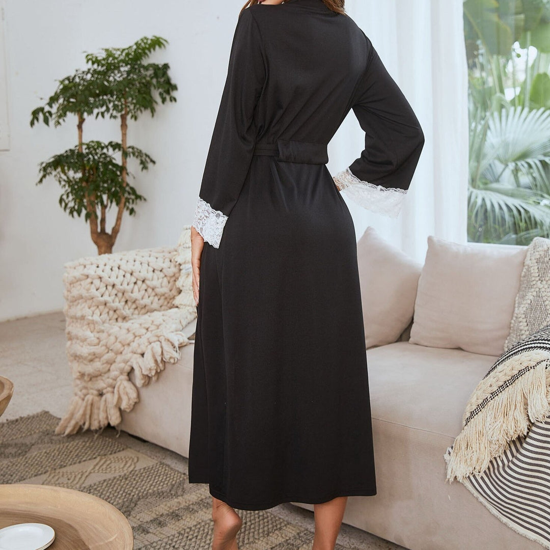 Long Lace-Trim Figure-Flattering Robe