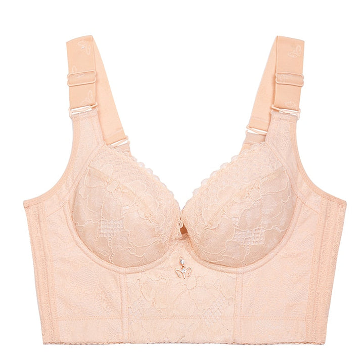 Plus Size Lace-Trim Adjustable Corset Bra