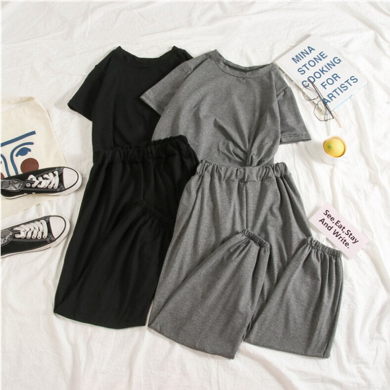 Cotton Elastic-Waist Tracksuit Set 2 Colour Sets