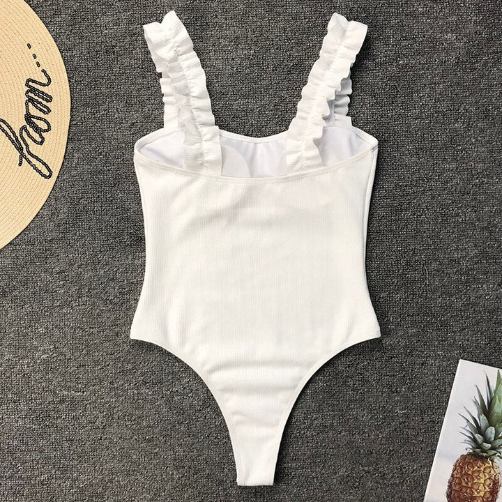 Ruffle Trim Figure-Enhancing One-Piece Swimsuit