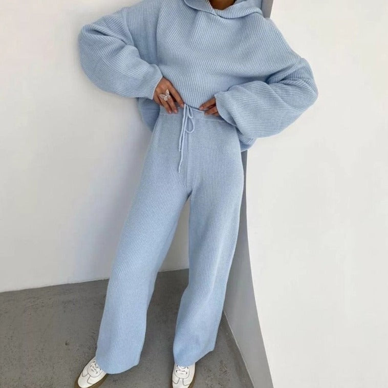 Adjustable Waist Relaxed Knit Tracksuit Set