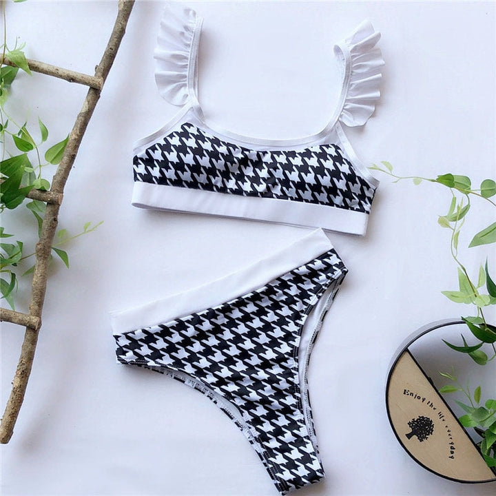 Cut-Out Multi-Pattern Two-Piece Swimsuit