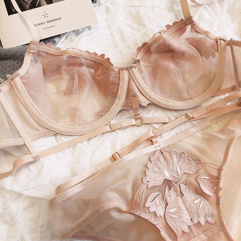 Lace Lingerie Set Decorative Straps Mesh