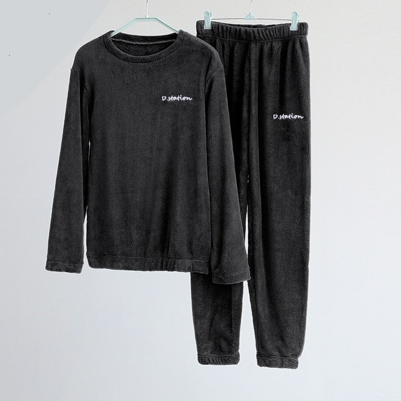 Warm Long-Sleeve and Long Pants Pyjama Set