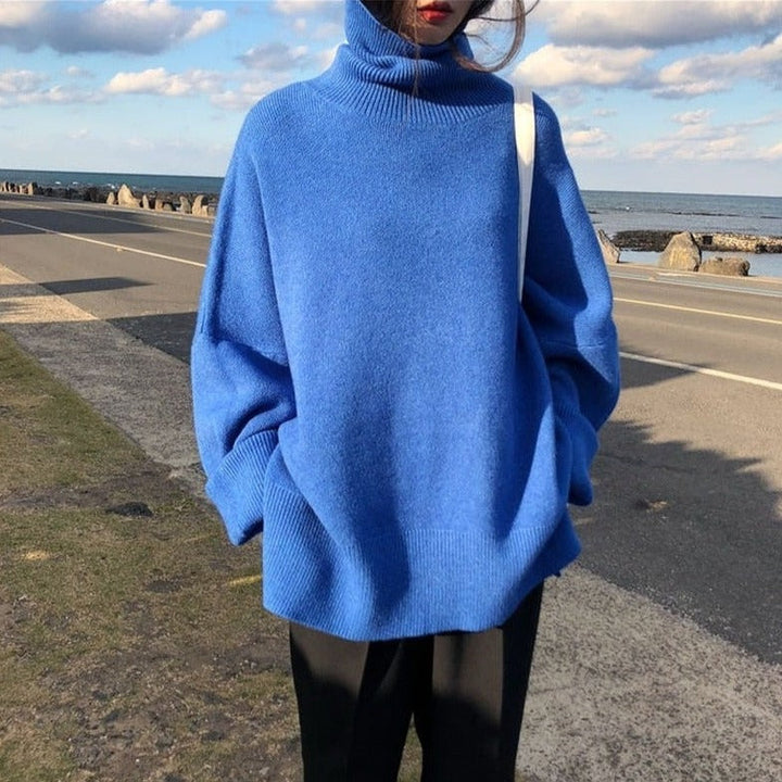 Oversized Turtleneck Knit Sweater