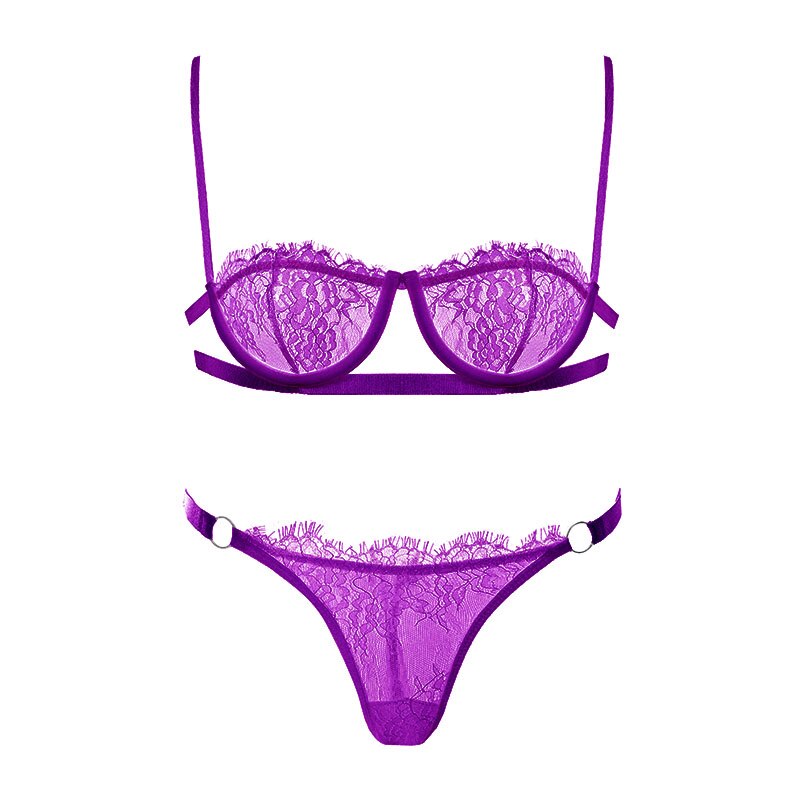 Lace Underbust Strap Bra and Panties Set