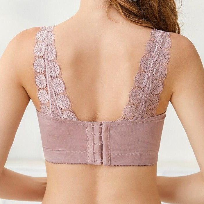 Push-Up Wide-Closure Strappy Neckline Bra
