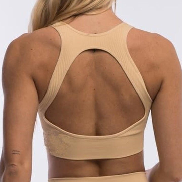 Open-Back Sports Bra Double-Layer Wide Straps