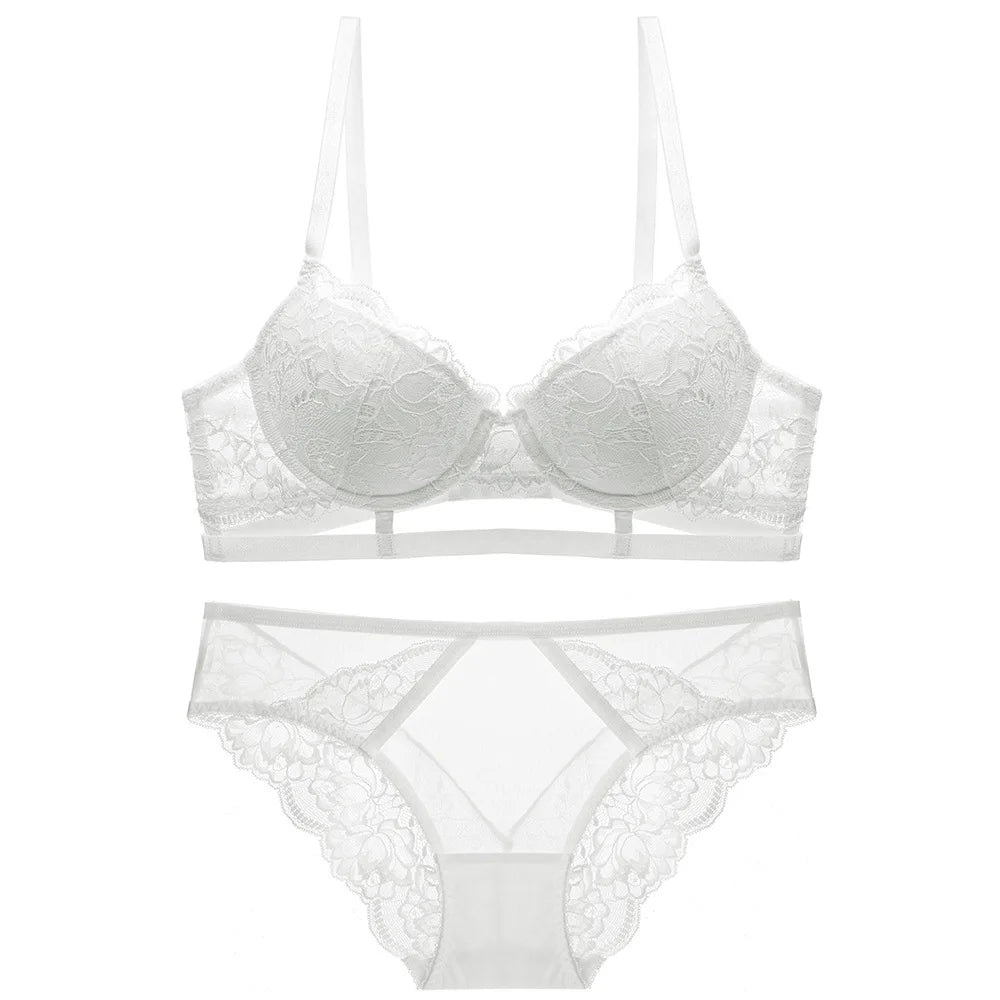 Lace Bustier Bra and Brief Decorative Set
