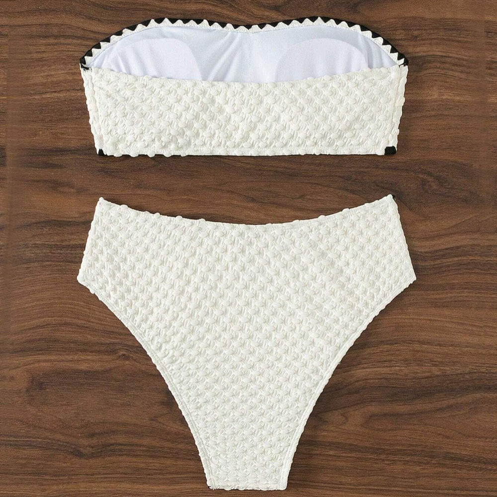Strapless Textured Figure-Flattering Bikini Set
