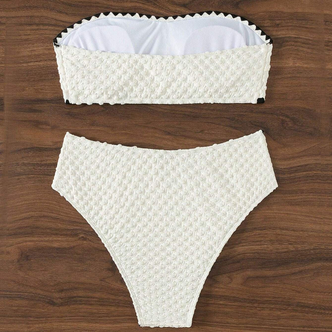 Strapless Textured Figure-Flattering Bikini Set
